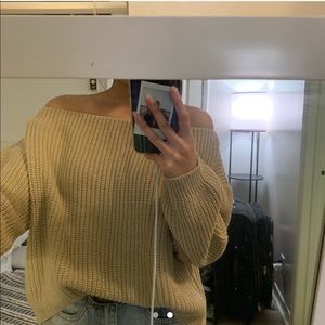 Tan/beige off the shoulder knit sweater